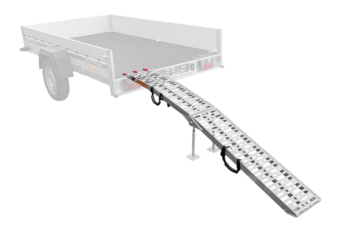 Zložljiva aluminijasta klančina UNITRAILER ALR003 za prikolico 221 cm 340 kg s pasom in podporo