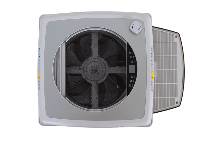 Avtomatski strešni ventilator PUNDMANN PLUS FAN za avtodome z osvetlitvijo, rolo zavesa 400×400 mm