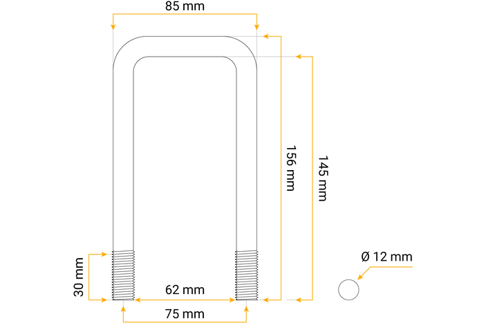 DROMET kvadratna sponka tip C M12 145/62/145